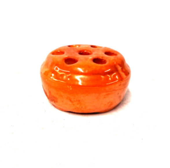 Vintage Orange Ceramic Flower Frog Floral Arrangement Holder Ikebana Vase Insert