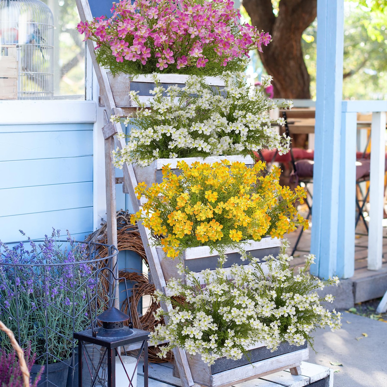 Outdoor Artificial Flowers for Outdoors, Faux Wildflower Hydrangea Bouquet fo…