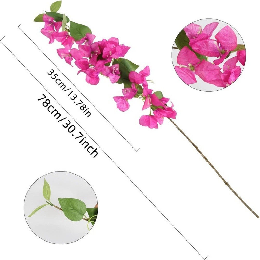 Silk Flower Stem Bougainvillea Branch Lifelike Texture Low Maintenance