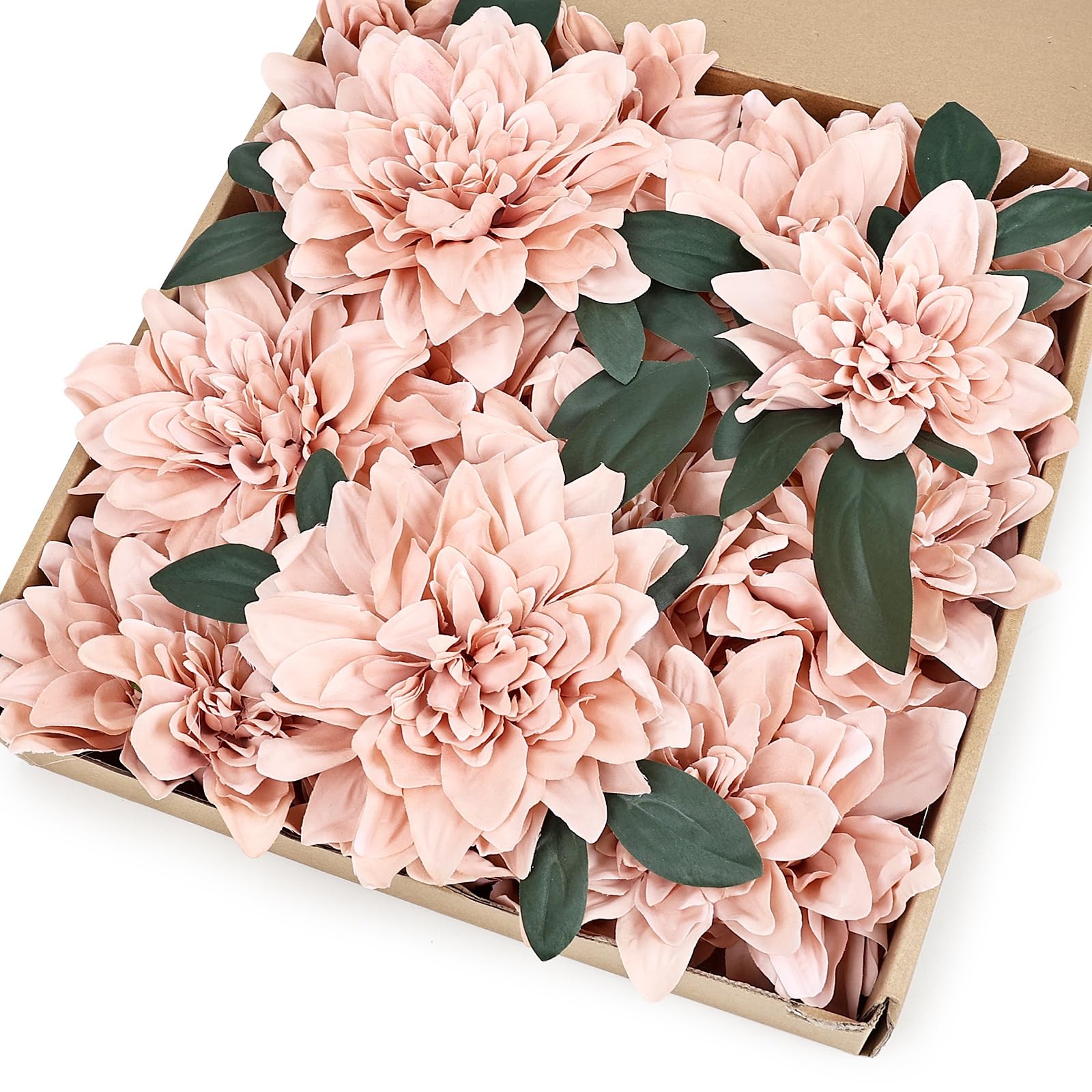 Dahlia Artificial Flowers – 24 PCS Faux Silk Floral with Stem Bulk for Crafts…