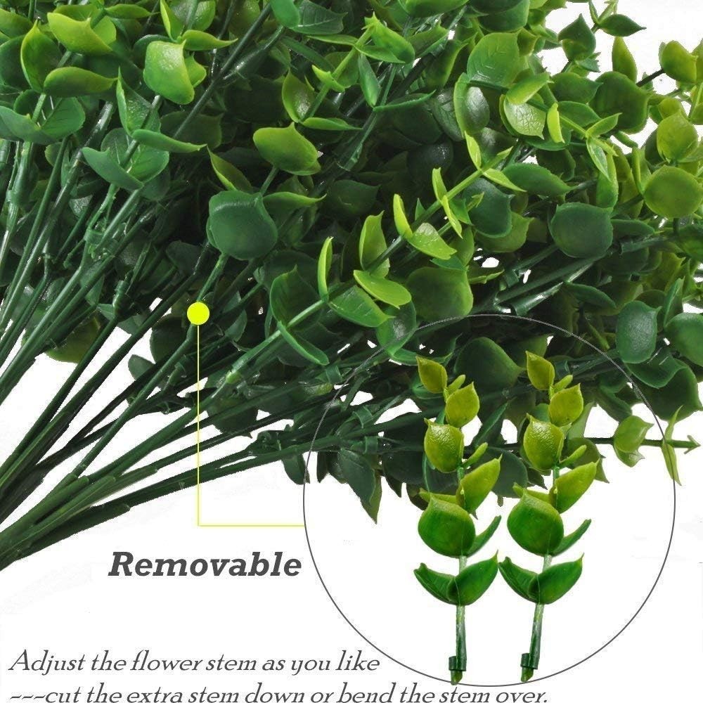 Artificial Shrubs Bushes, Plastic Eucalyptus Leaves Fake Green Plants Wedding…