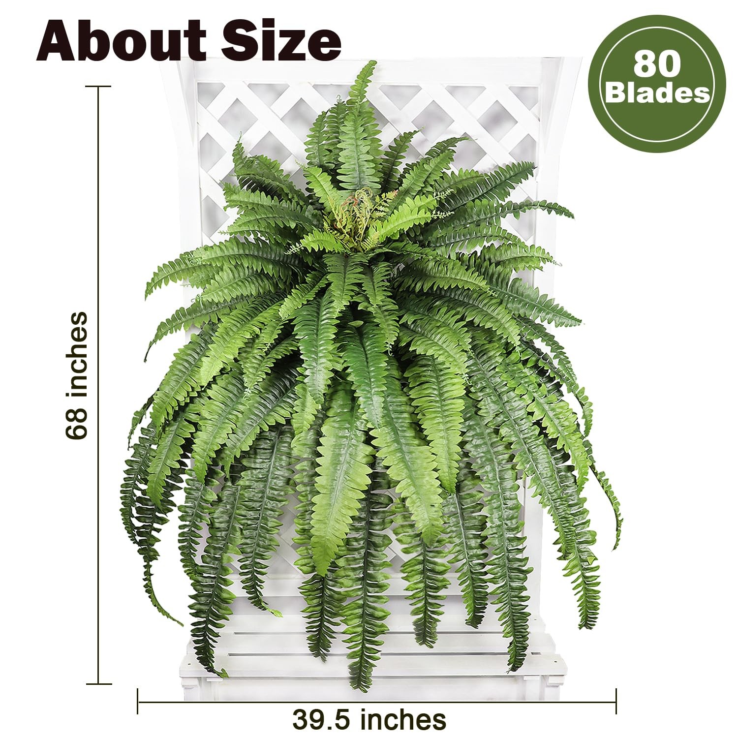 Large Artificial Boston Fern 68″ Fake Ferns Silk Artificial Plants for Outdoo…