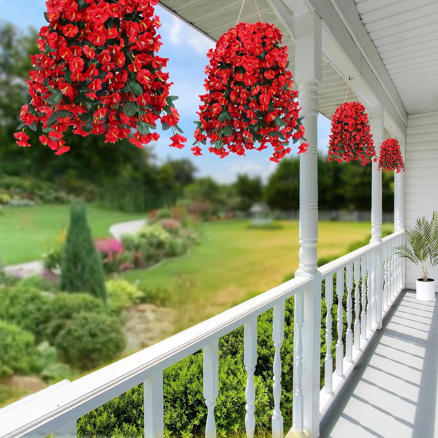 UV Resistant Realistic Hanging Flowers – 2PCS Silk Vines for Patios & Balconies