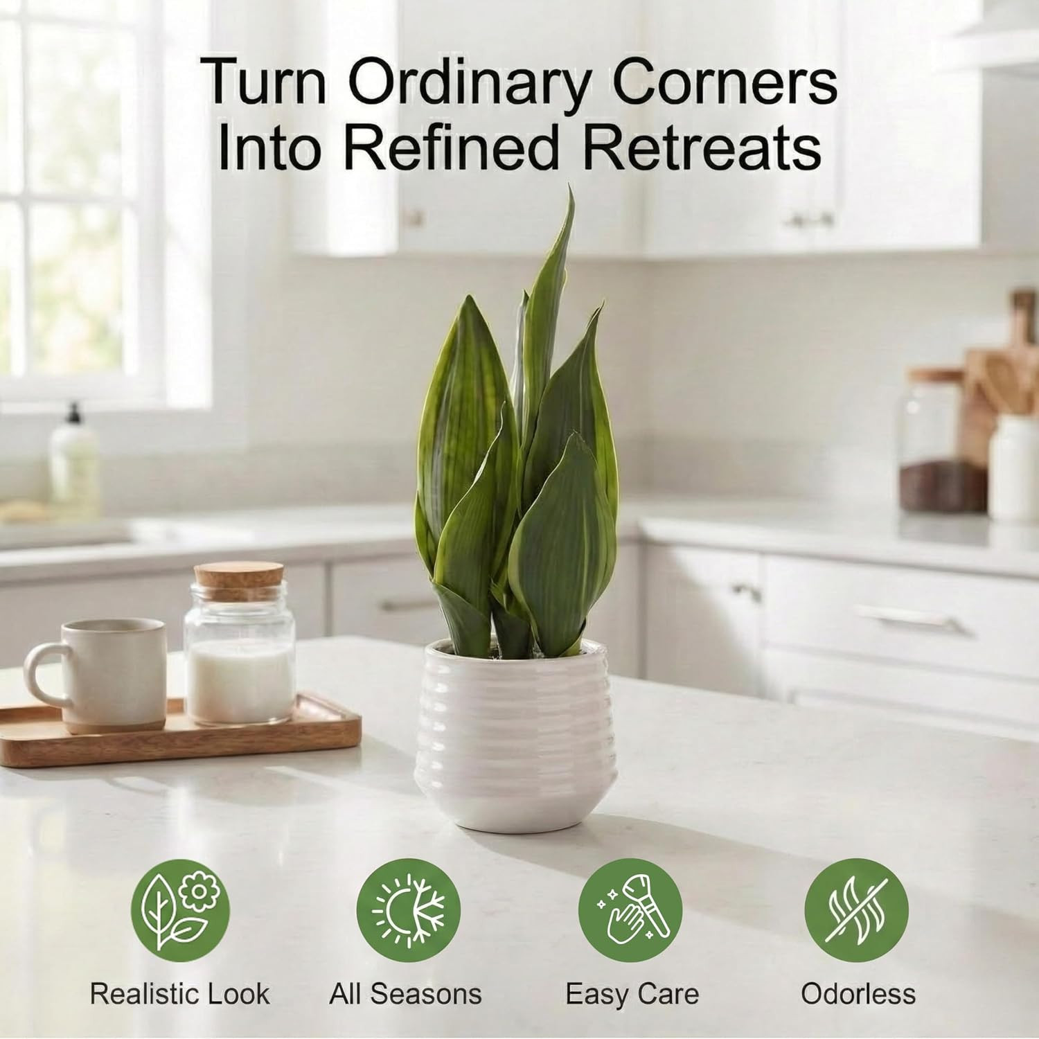 15″ Artificial Snake Plant – Perfect Faux Indoor Decor & Housewarming Gift