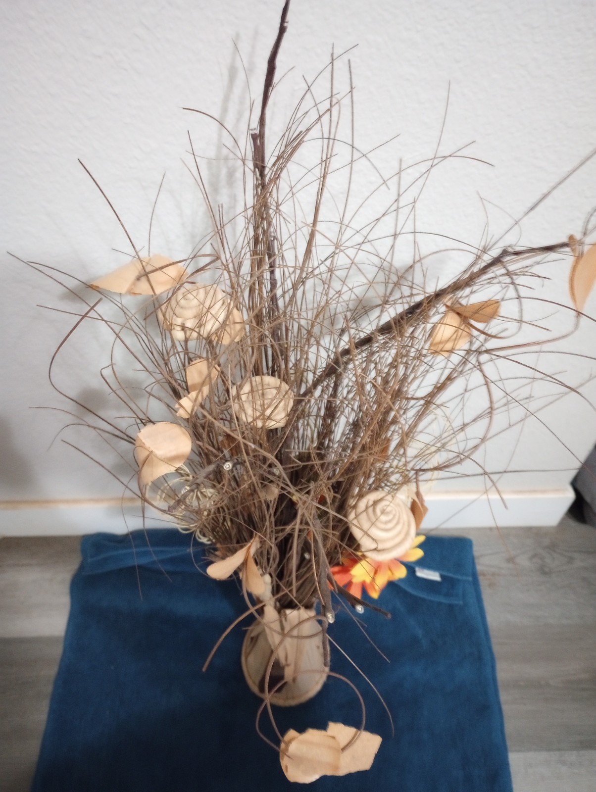 35″ Artificial Floor Arrangements Natural Grass bouquet in vase, with Lights