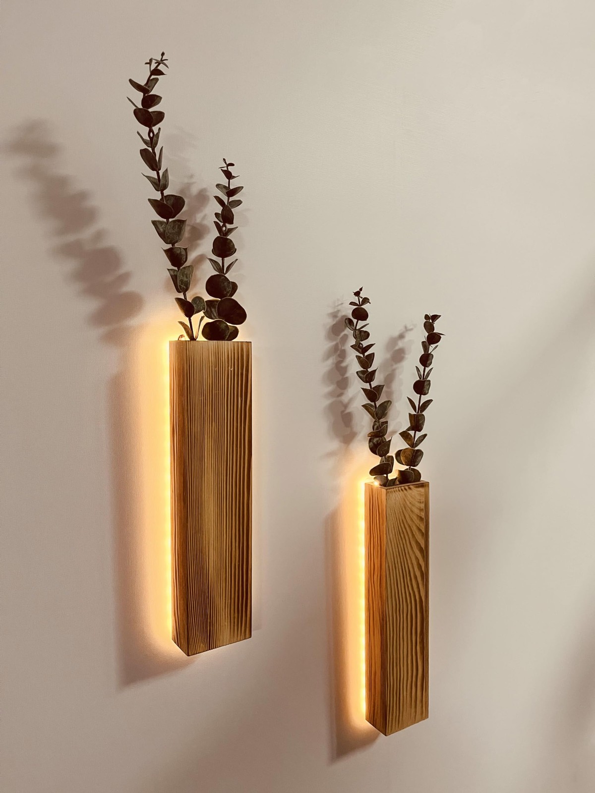 Artificial Eucalyptus with LED Lights Wall Planters Rustic Wall Decor with Li…