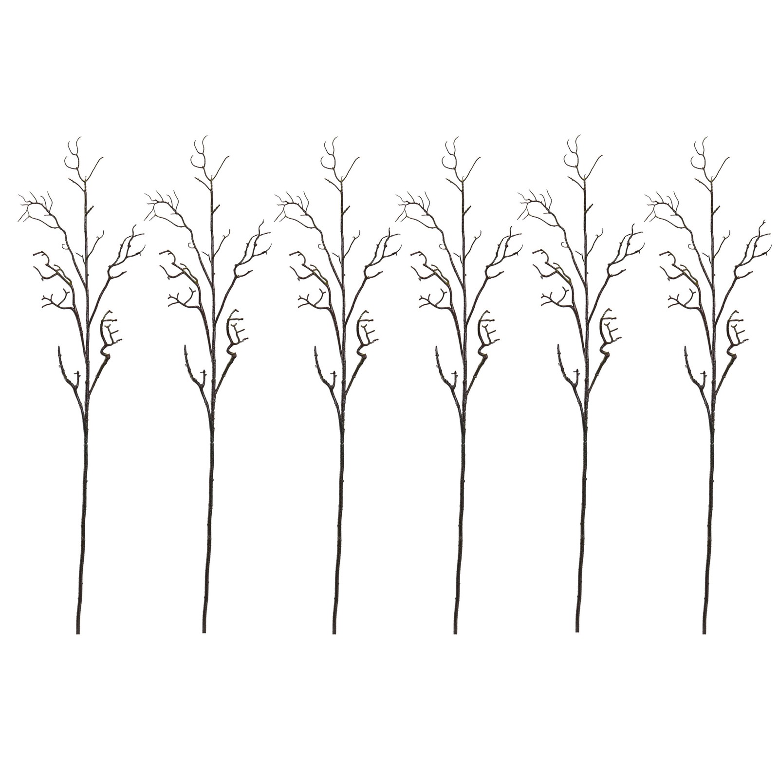 Nearly Natural 46″ Deadwood Stem Artificial Flower Stem Set of 6 in Brown