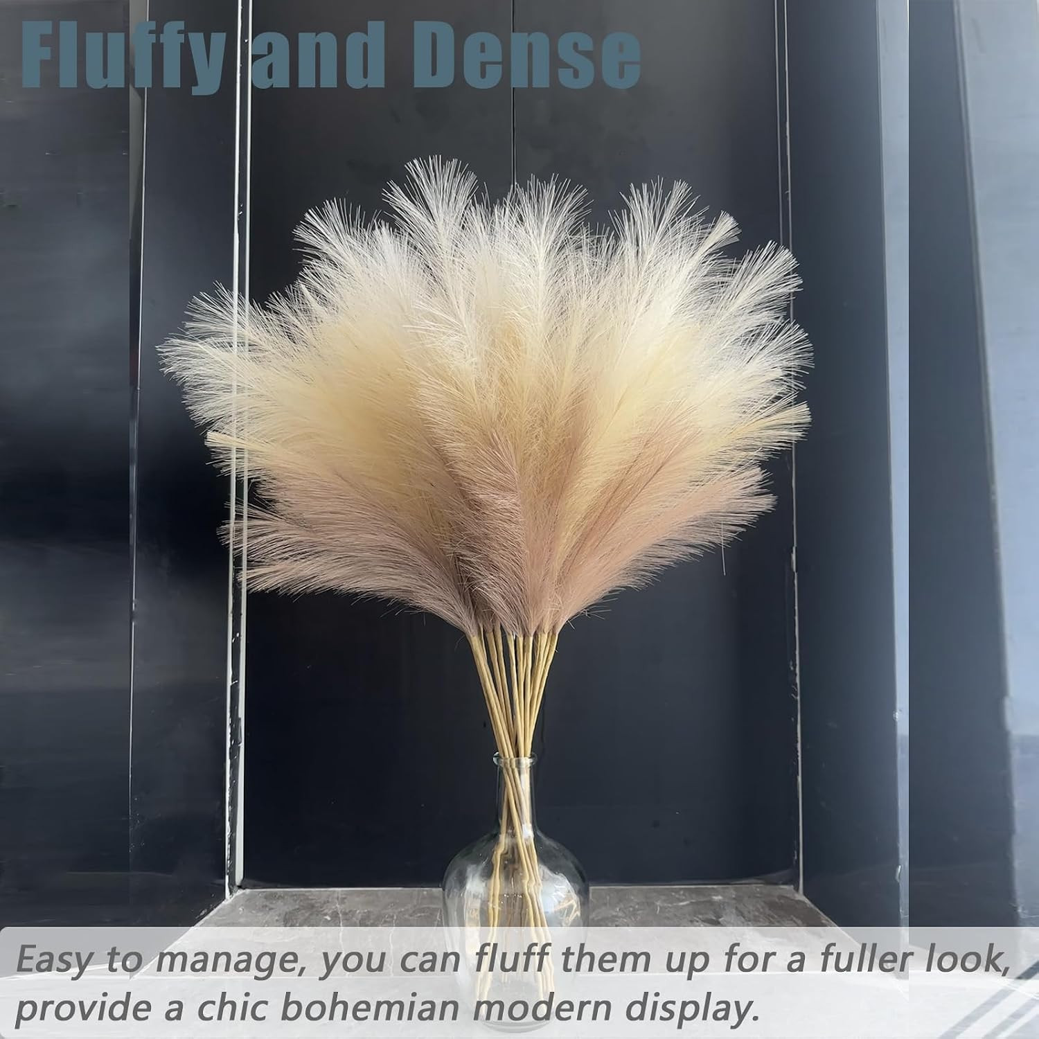 38″ 10 Stems Faux Pampas Grass Decor – Tall Pampas Grass for Floor Vase, Boho Ho
