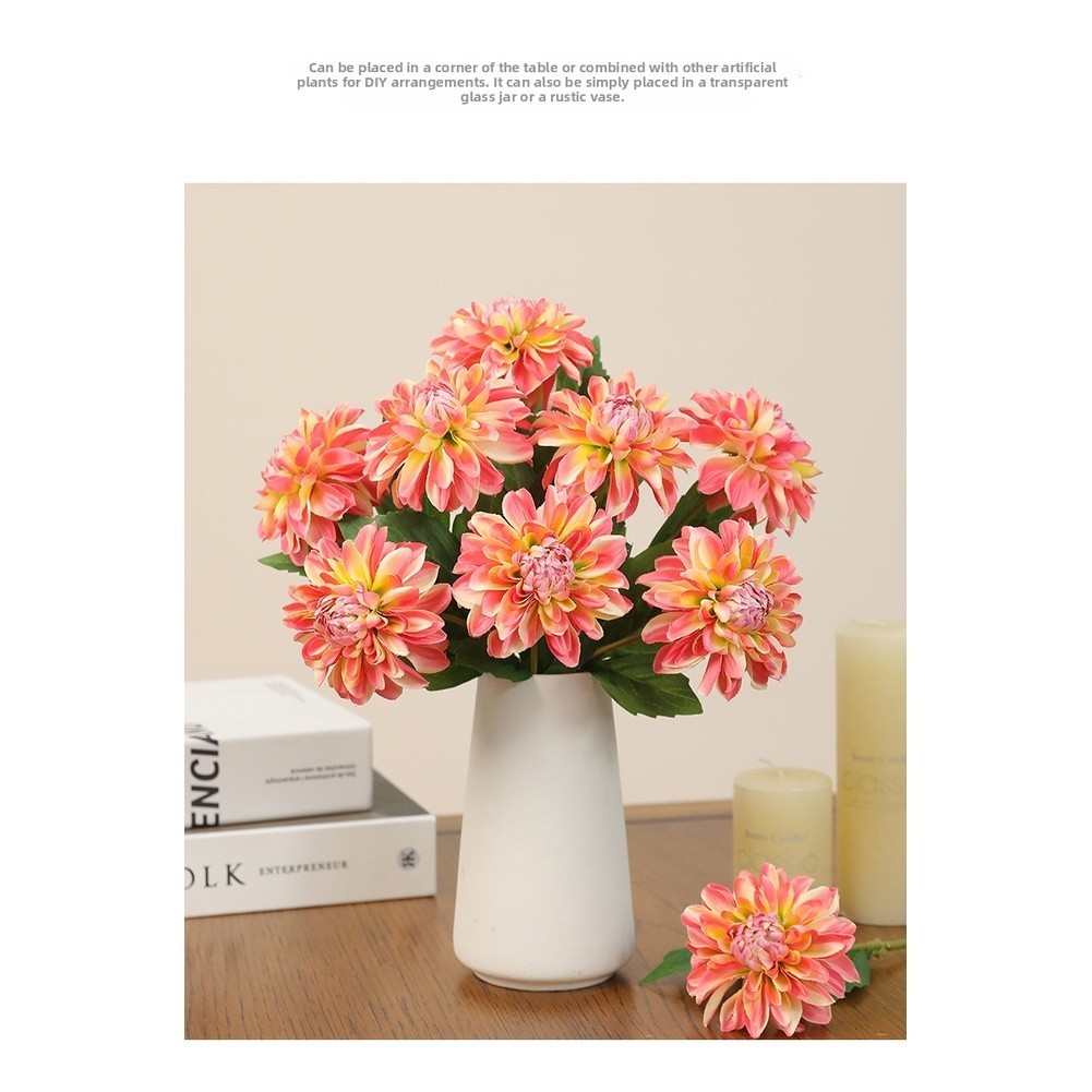 Silk Dahlia Stem with Wire Core for Easy Shaping in Floral Arrangements