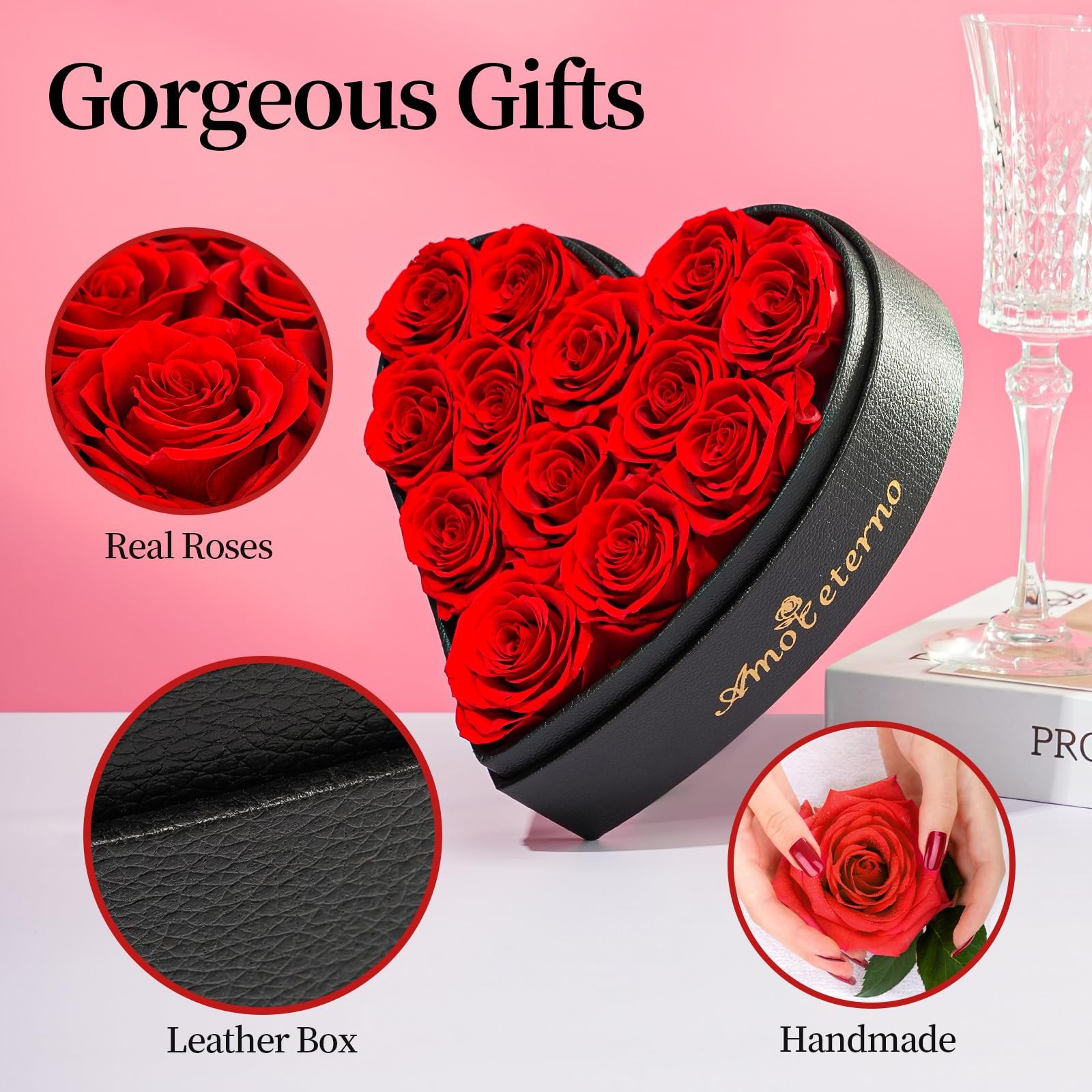 Flower, Forever Roses in A Box, Fresh Flowers, Birthday Gifts for Her, Women,…