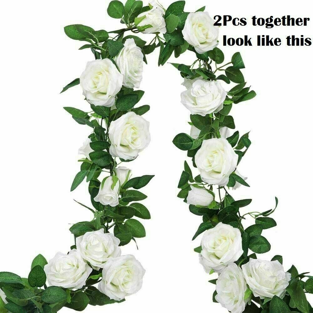 1/2/3x Fake Flower Vines Artificial Silk Rose Garland Wedding Party Decor 7.5FT