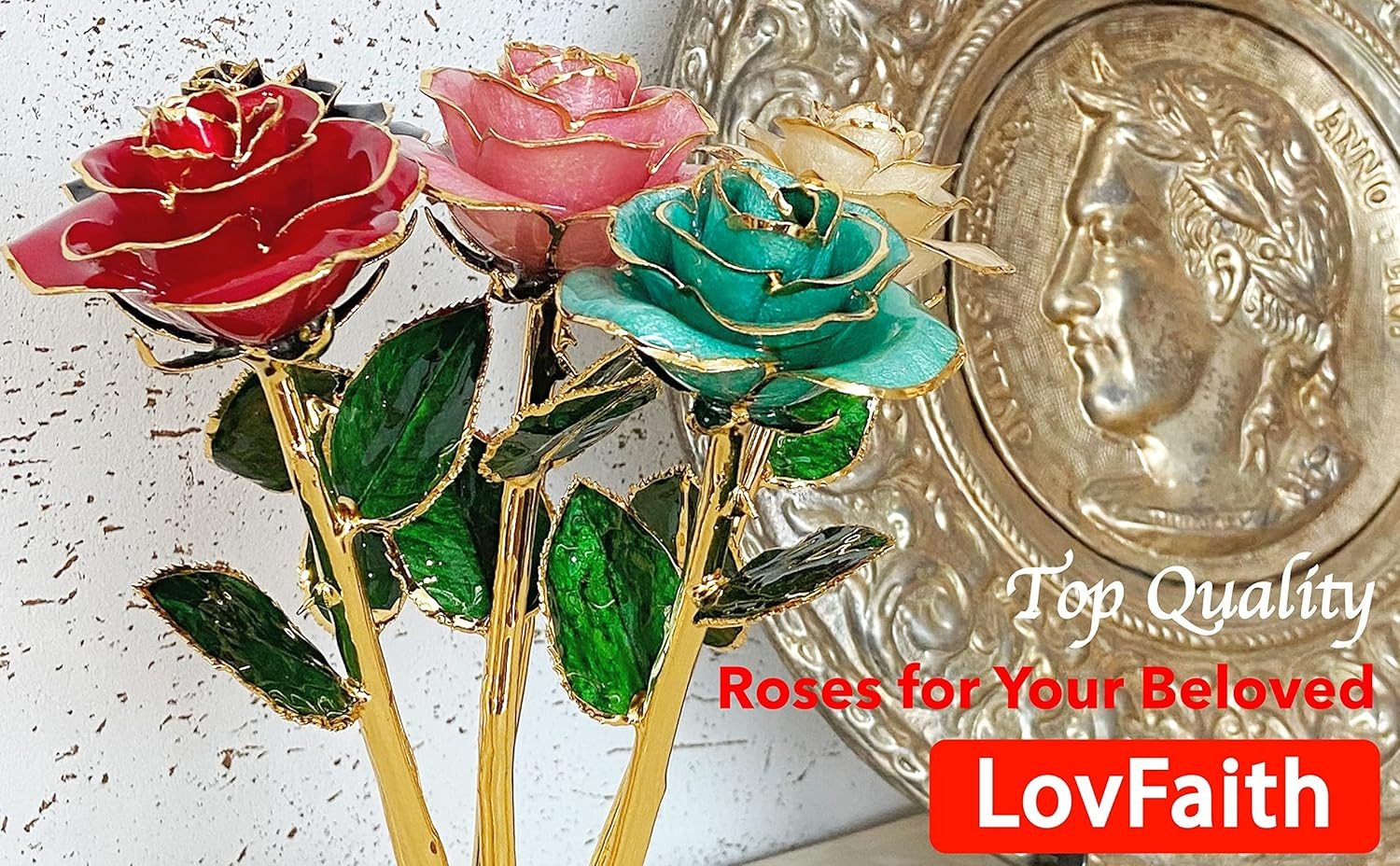 24K Gold Dipped Rose with Crystal Vase, Love‘S Gift for Her Wife | Top Quality f