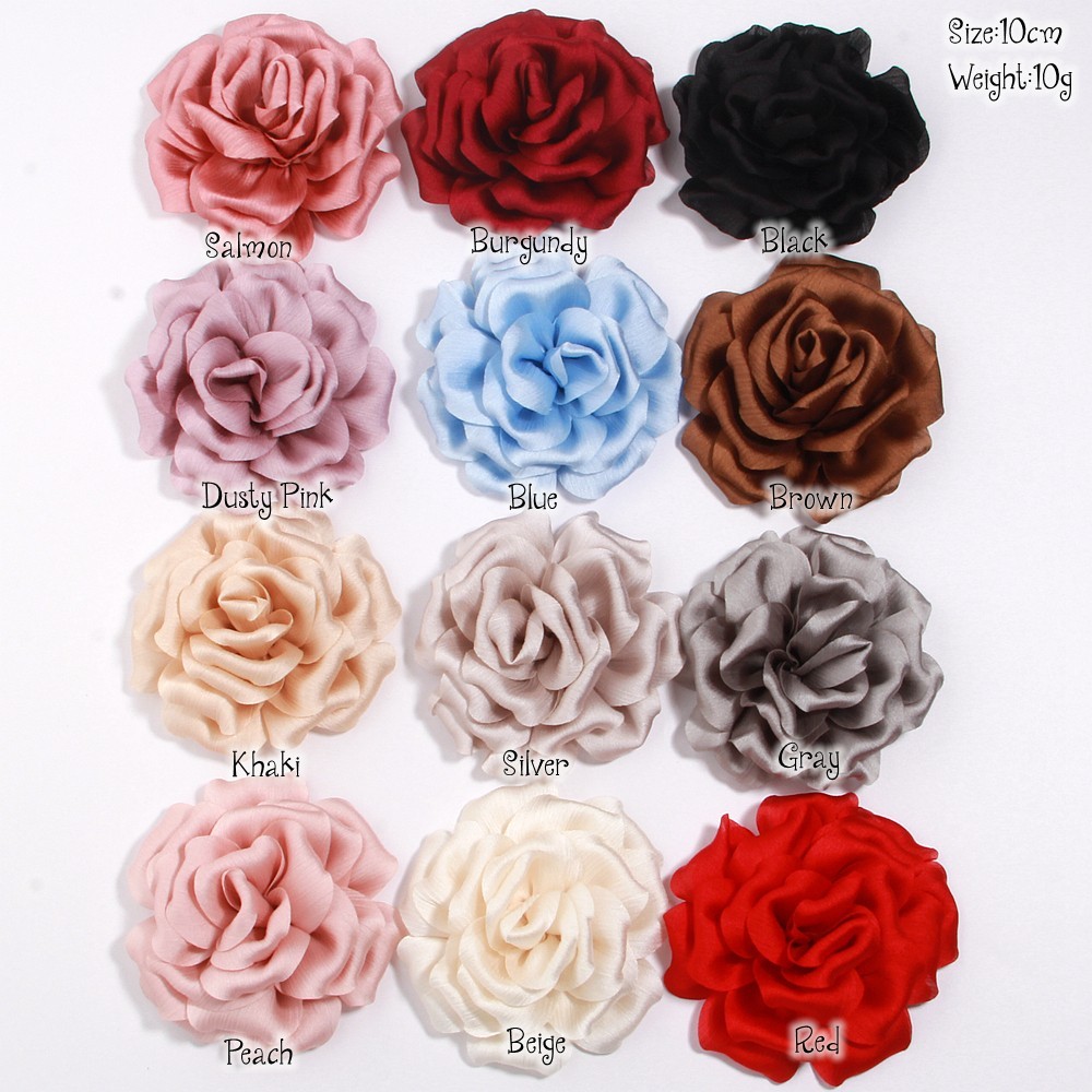 10cm Fashion Handmade Fabric Rose Flower for Women Accessories Wedding Party