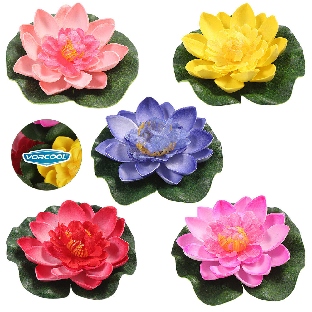 5PC Simulation Plant Artificial Water Lily Pool Float Pond Swimming Pool Decor