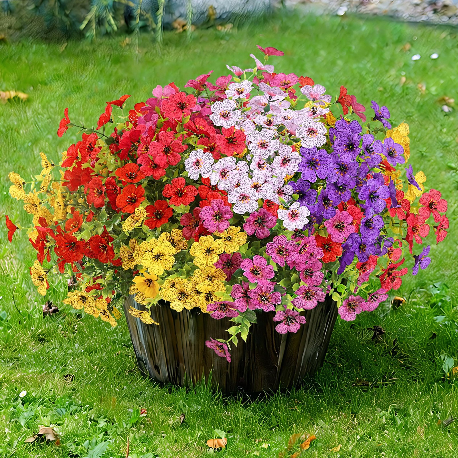 Sggvecsy Artificial Flowers for Outdoors 12 Bundles Realistic Faux Plants UV …