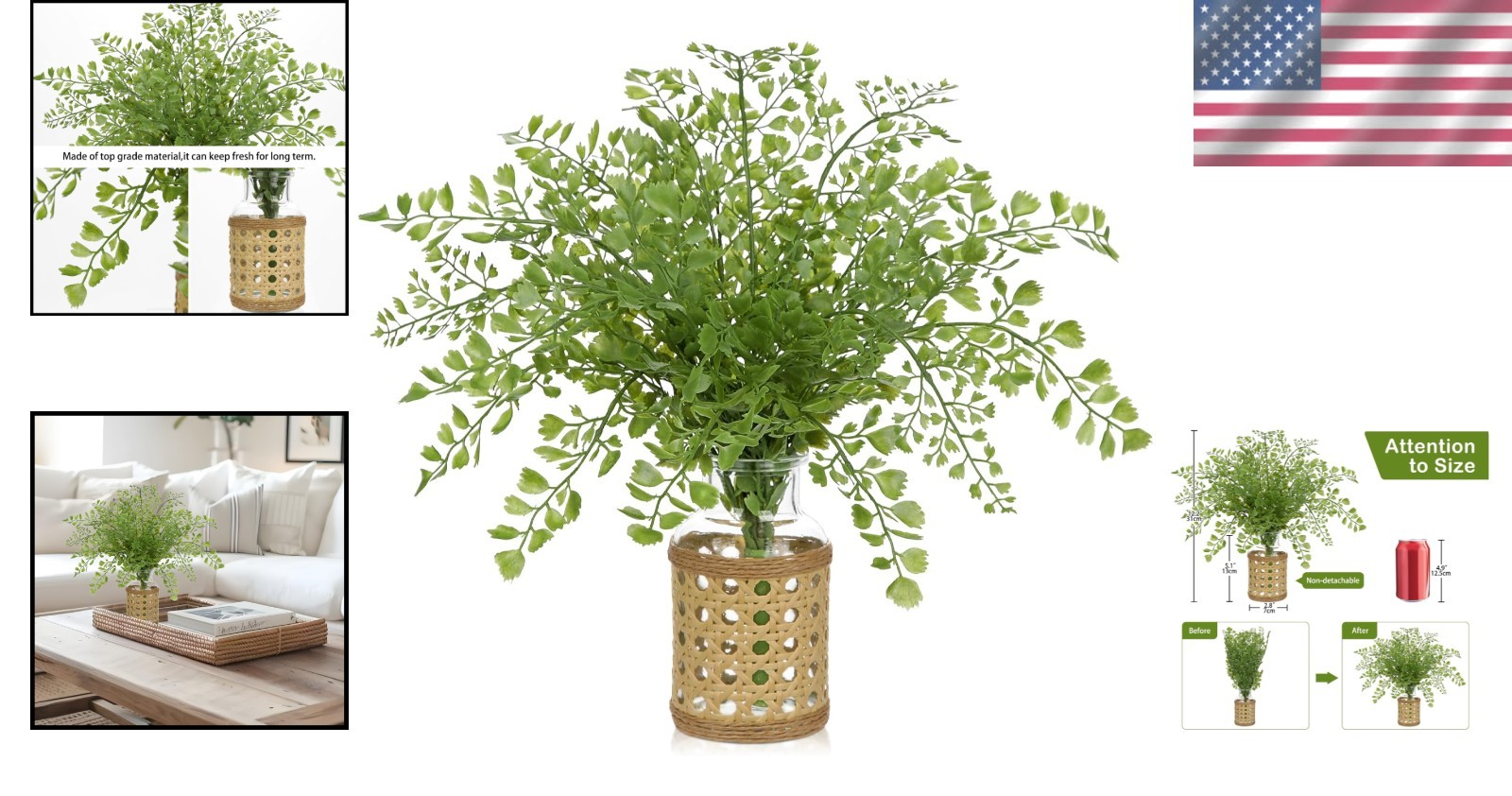 Elegant Artificial Fern in Mini Glass Vase – Perfect for Home Decor Centerpieces