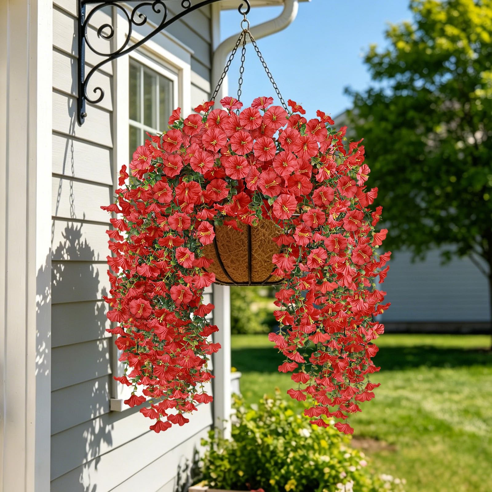 Artificial Flowers for Outdoors, 6-Pack 420 Blooms UV Resistant Hanging Morni…