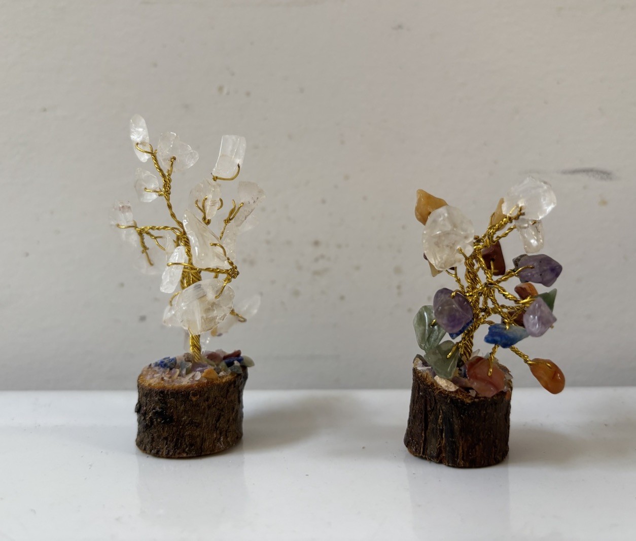 2 Miniature Gem & Wire Trees