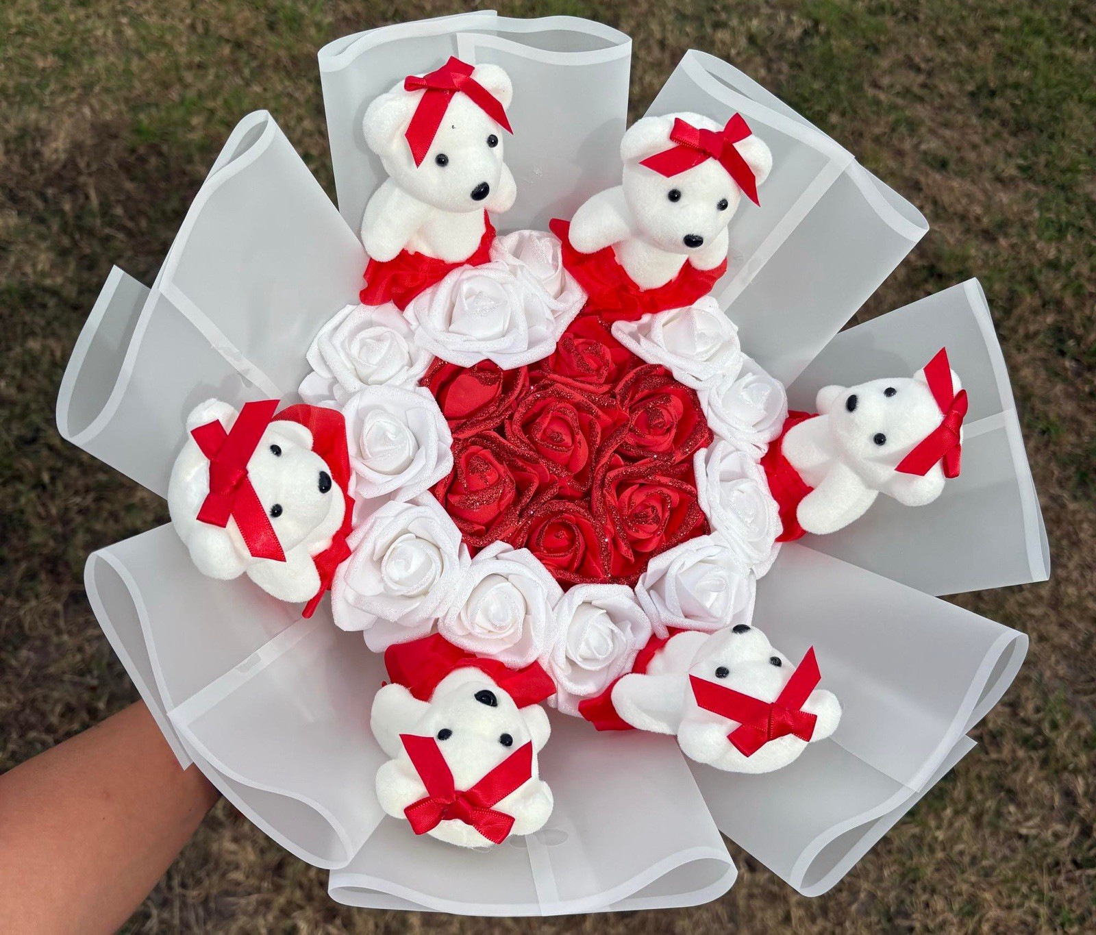 Happy Day Mom 👩🏼 Eternal Rose Bouquet with Teddy Bears — Romantic Gift