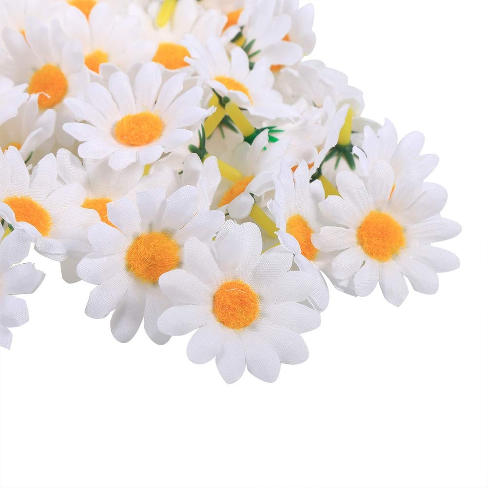 100Pcs White Artificial Daisy Heads, Silk Daisy Flower Heads, Artificial Gerb…