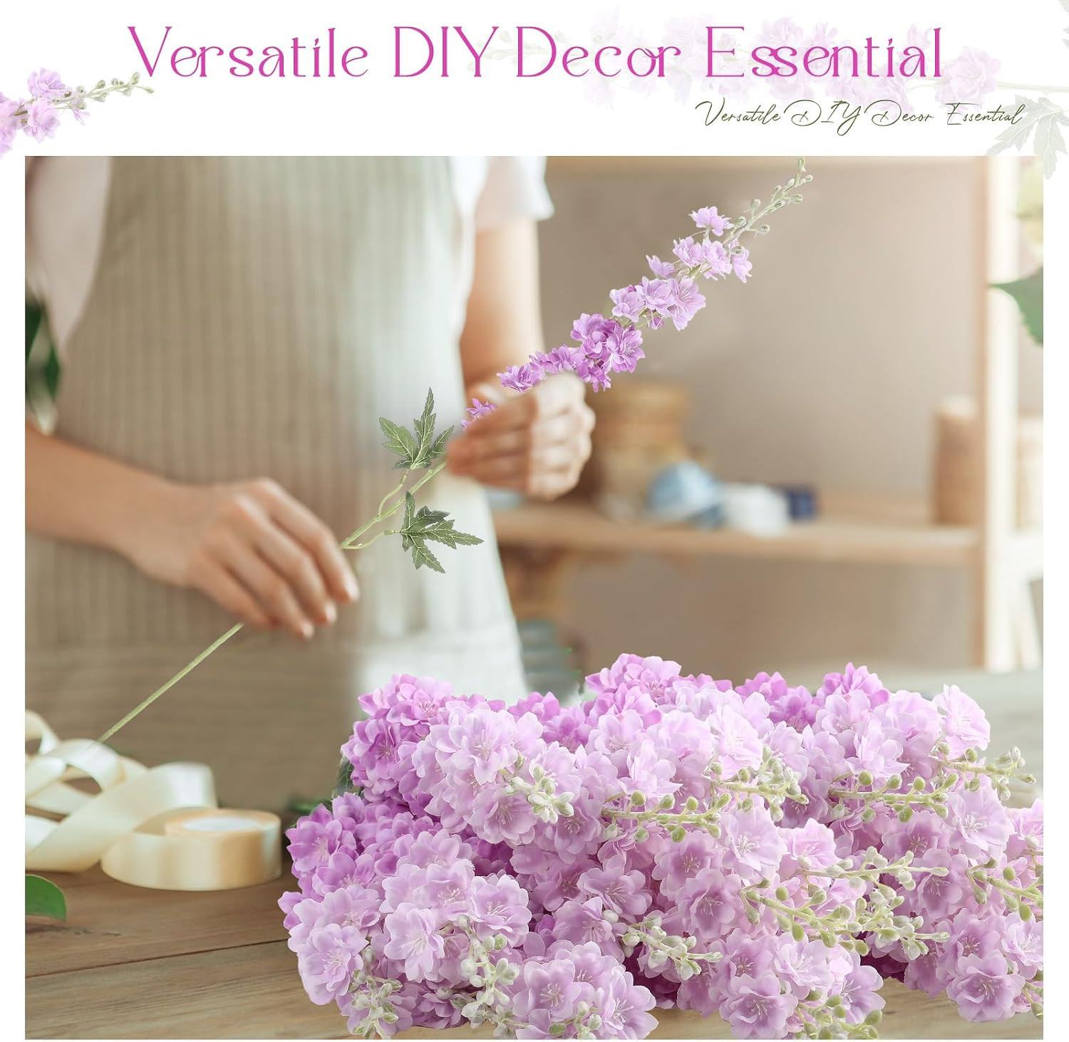 12 Pcs Purple Delphinium Artificial Flowers for Wedding Home Decor Arrangement