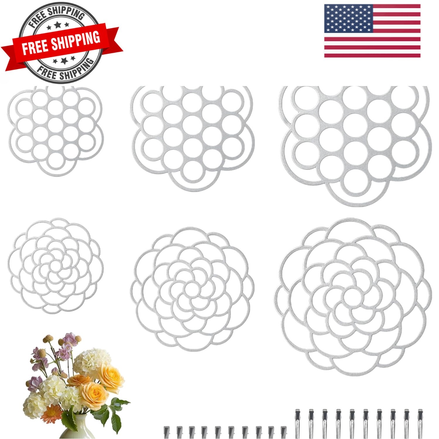 6Pcs Flower Arrangement Holder,Metal Floral Grid Used for Vase Flower Arrange…