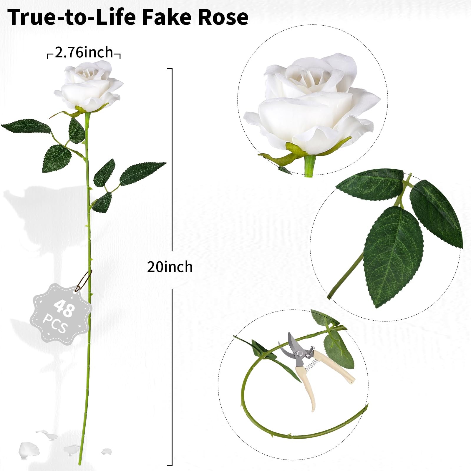 Artificial White Roses Velvet Flowers Bulk Wedding Decor