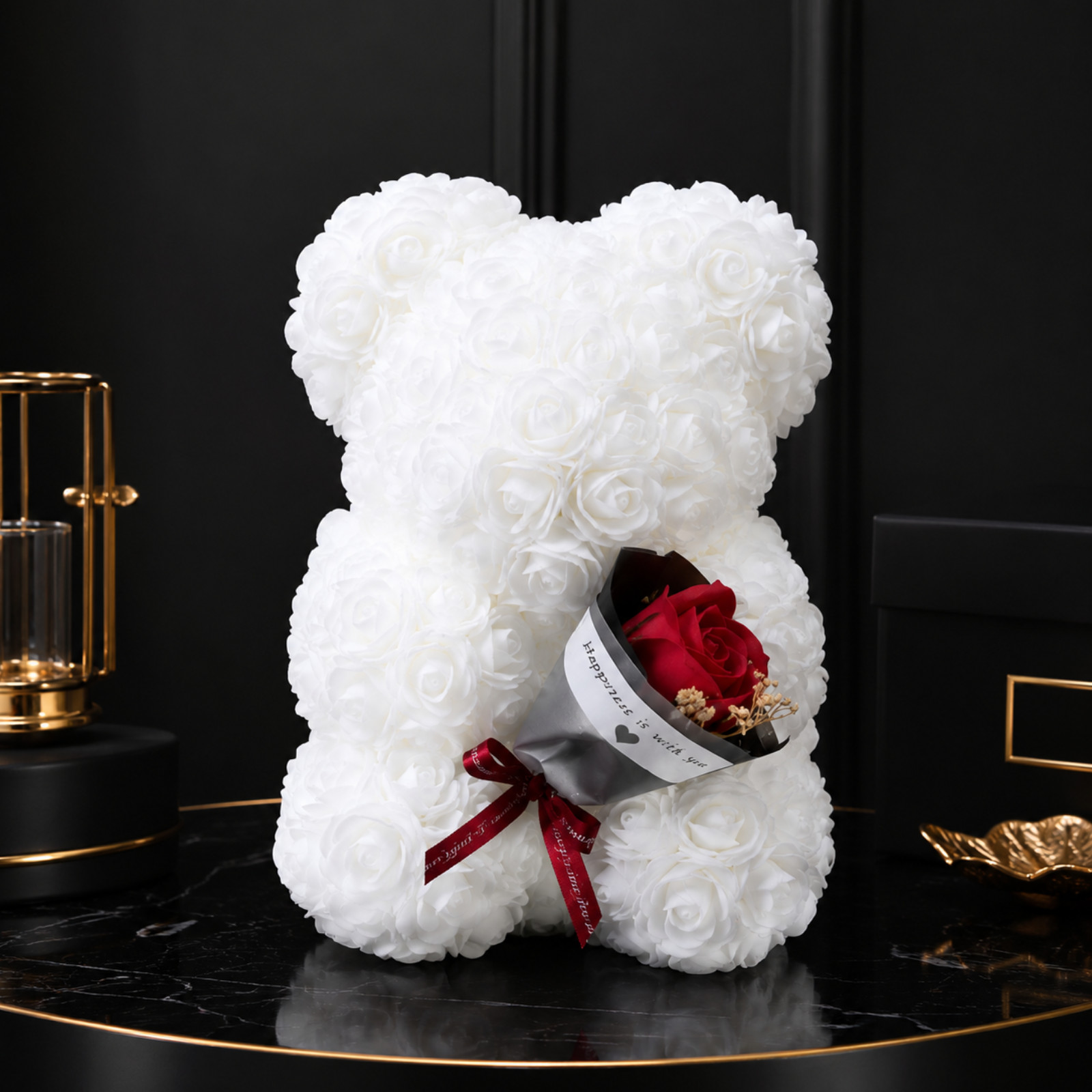 Luxury Foam Rose Teddy Bear Bouquet Gift for Women Wedding Mother’s Day Annivers