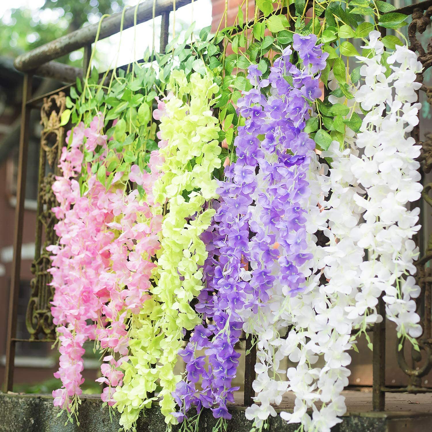 12x Artificial Flower Vine Ratta Hanging Garland Wisteria Flowers Wedding Decor