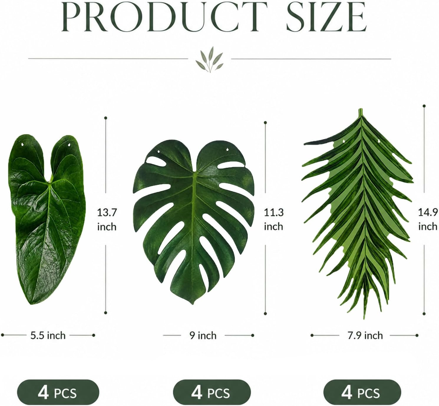 Tropical Leaf Garland with Palm and Monstera Leaves, Hanging Hawaiian Cardboard