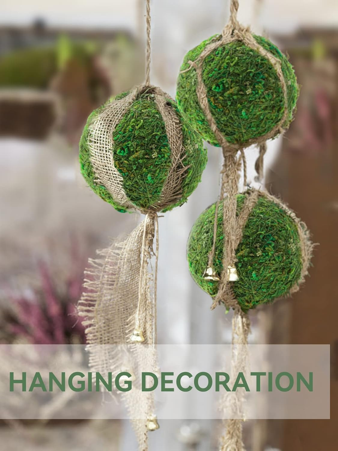 12Pack Decorative Faux Dried Moss Balls- 2.2″ Artificial Green Plant Mossy Globe