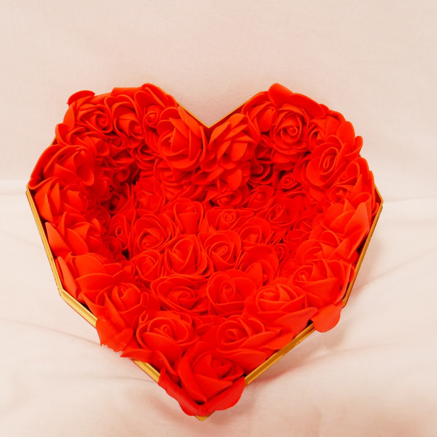 special handmade geometric heart box and plush rose flower for valentine’s day