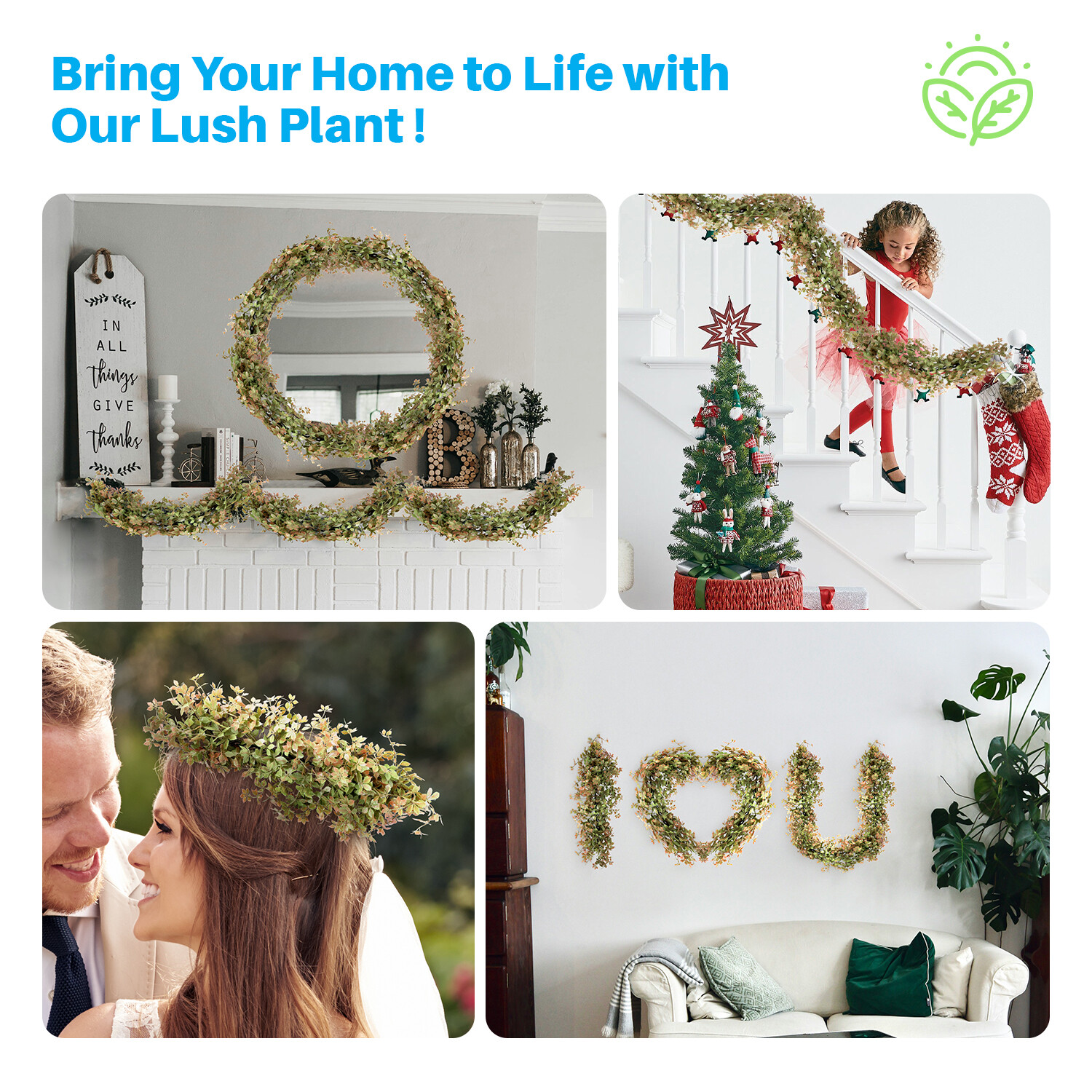 Patio Artificial Hanging Garland Faux Ivy Leaves Plants Vines, Green With Pink