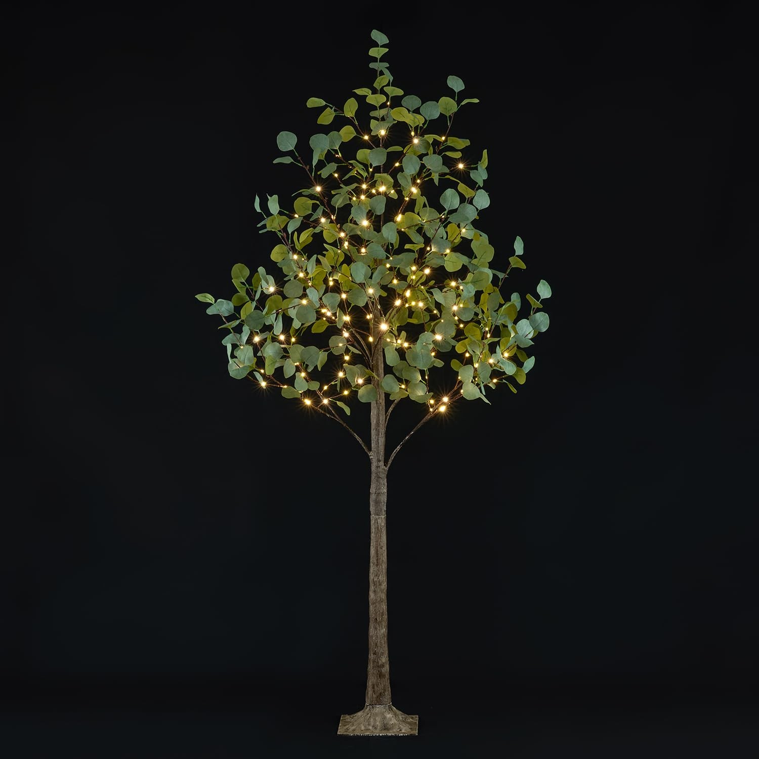 6FT Lighted Eucalyptus Tree 270L Warm White LED Artificial Greenery with Ligh…