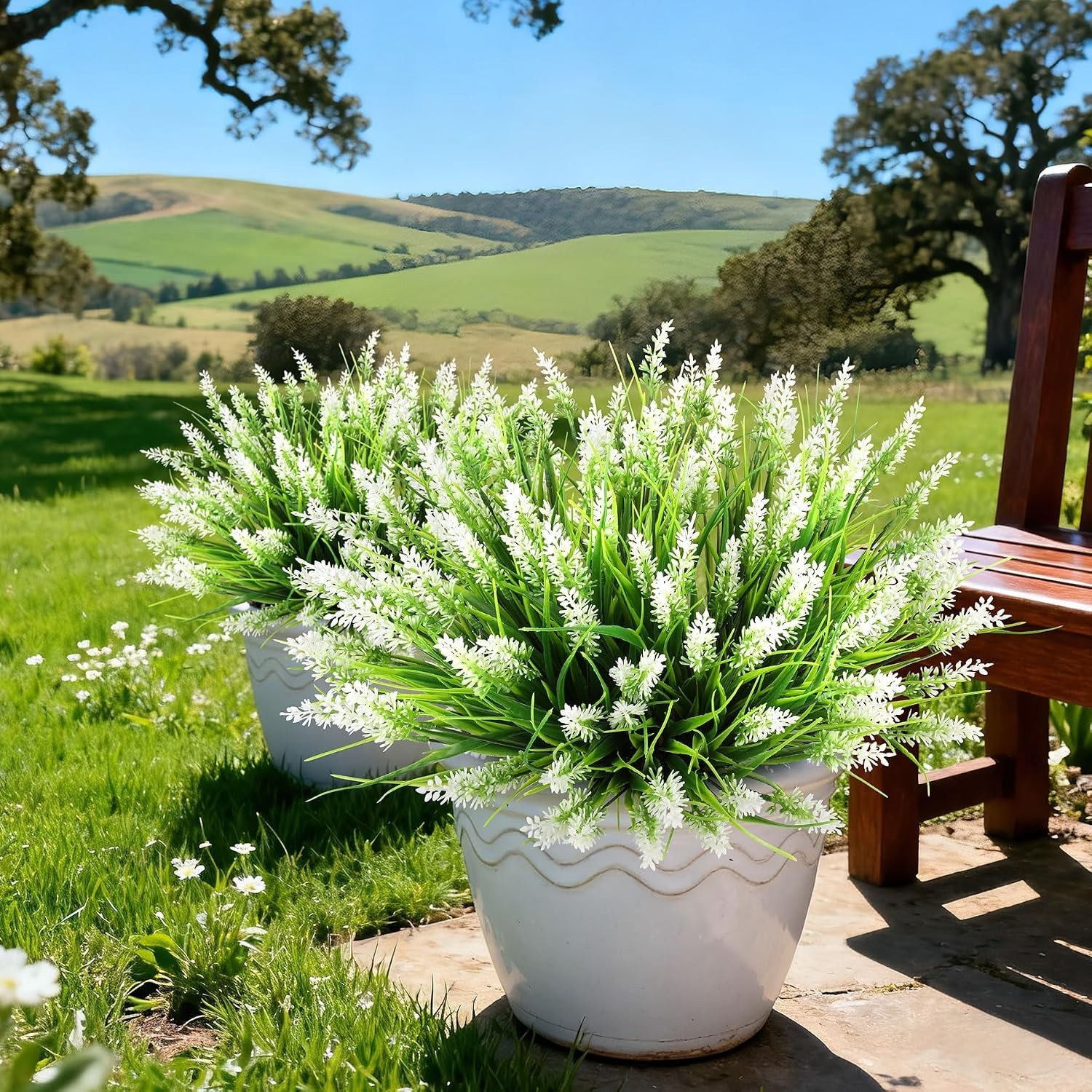 16-Pack UV Resistant Realistic Lavender & Monkey Grass for Elegant Outdoor Decor