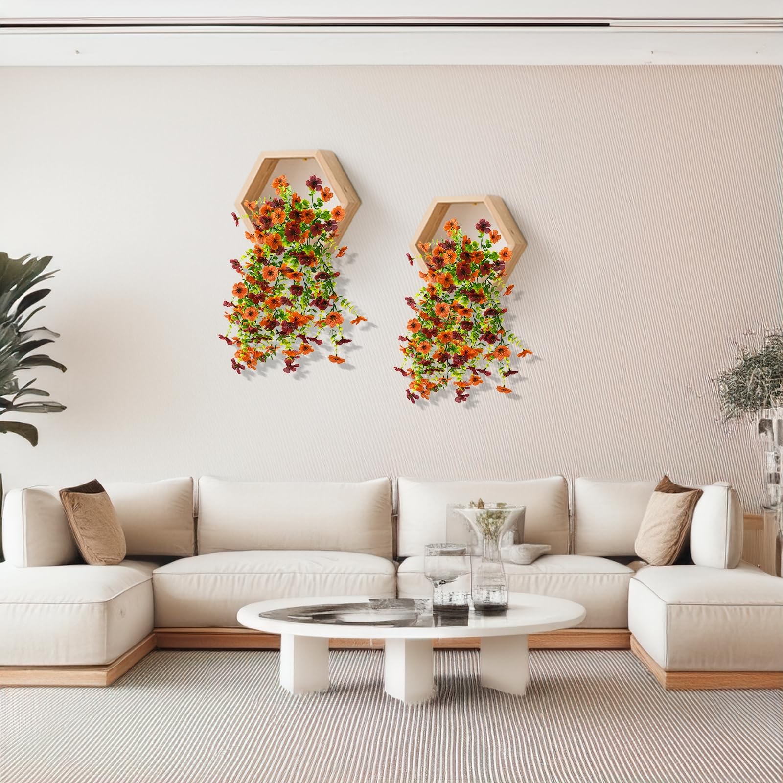 Artificial Hanging Flowers Plants for Outdoor Spring Summer Decoration, 2PCS …