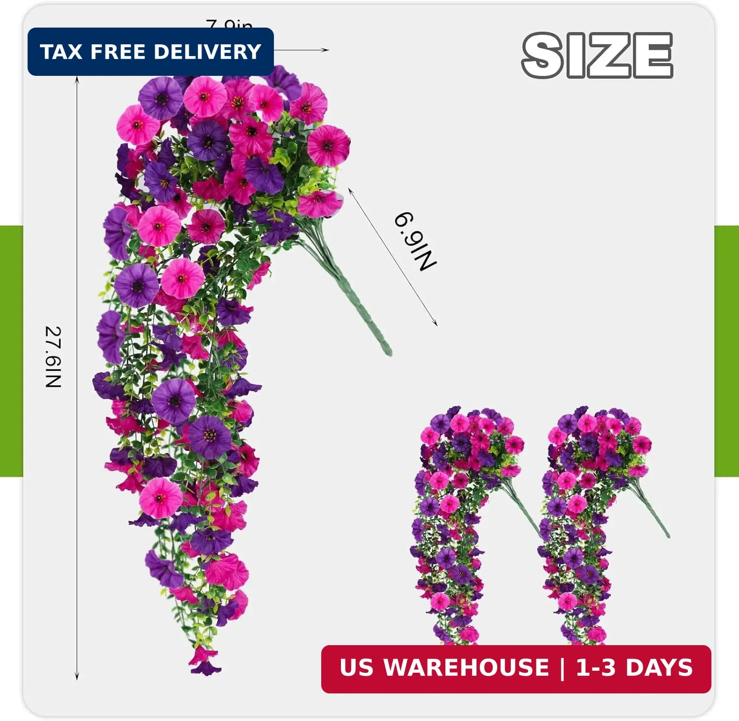 2 Bundles Artificial Hanging Morning Glory Flowers UV Resistant Outdoor