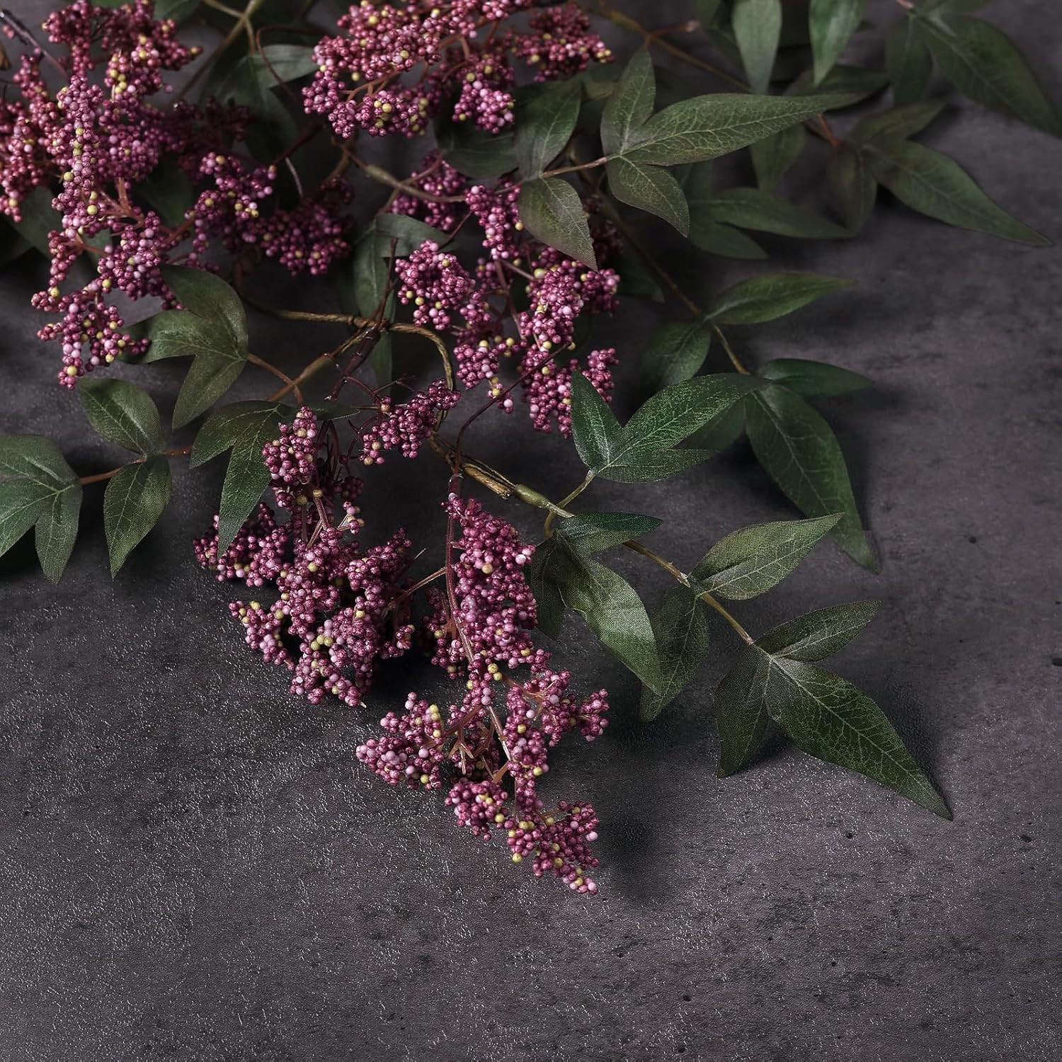 2 Pcs 36″ Dusty Plum Nandina Berry Stem – Realistic Greenery for Home Decor