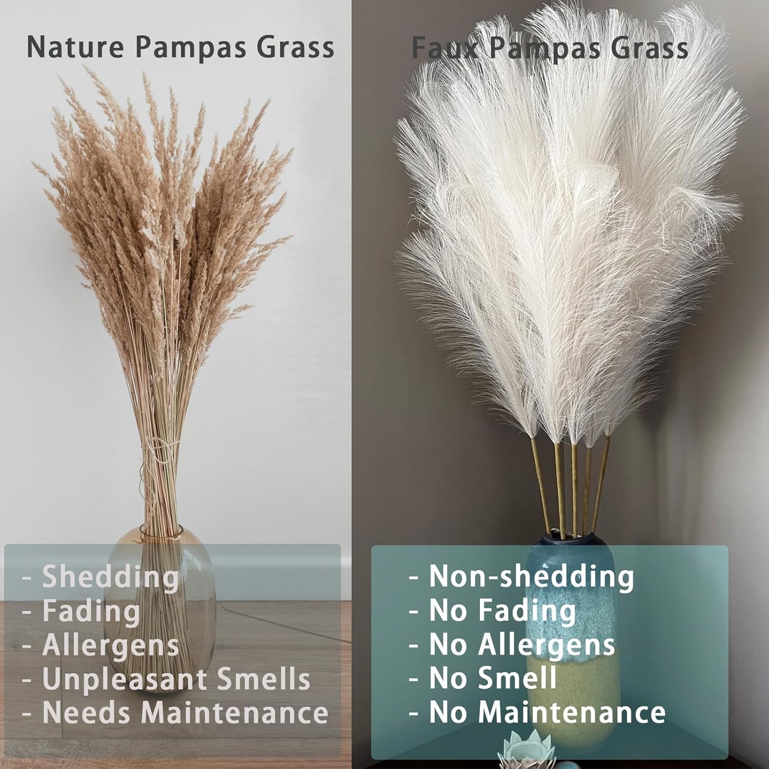 Stylish White Pampas Grass for Vase Decoration – 10 Stems
