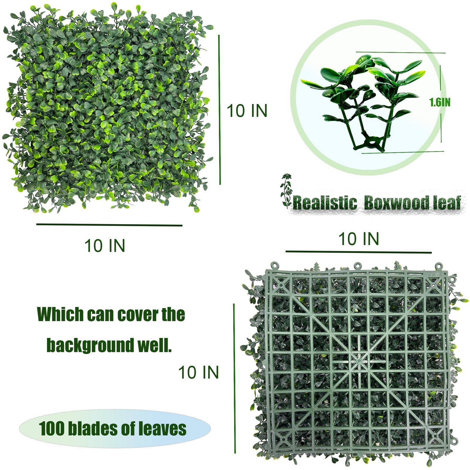 Artificial Grass Wall Backdrop,10x 10(16P) Boxwood Faux Green Wall Panels for In