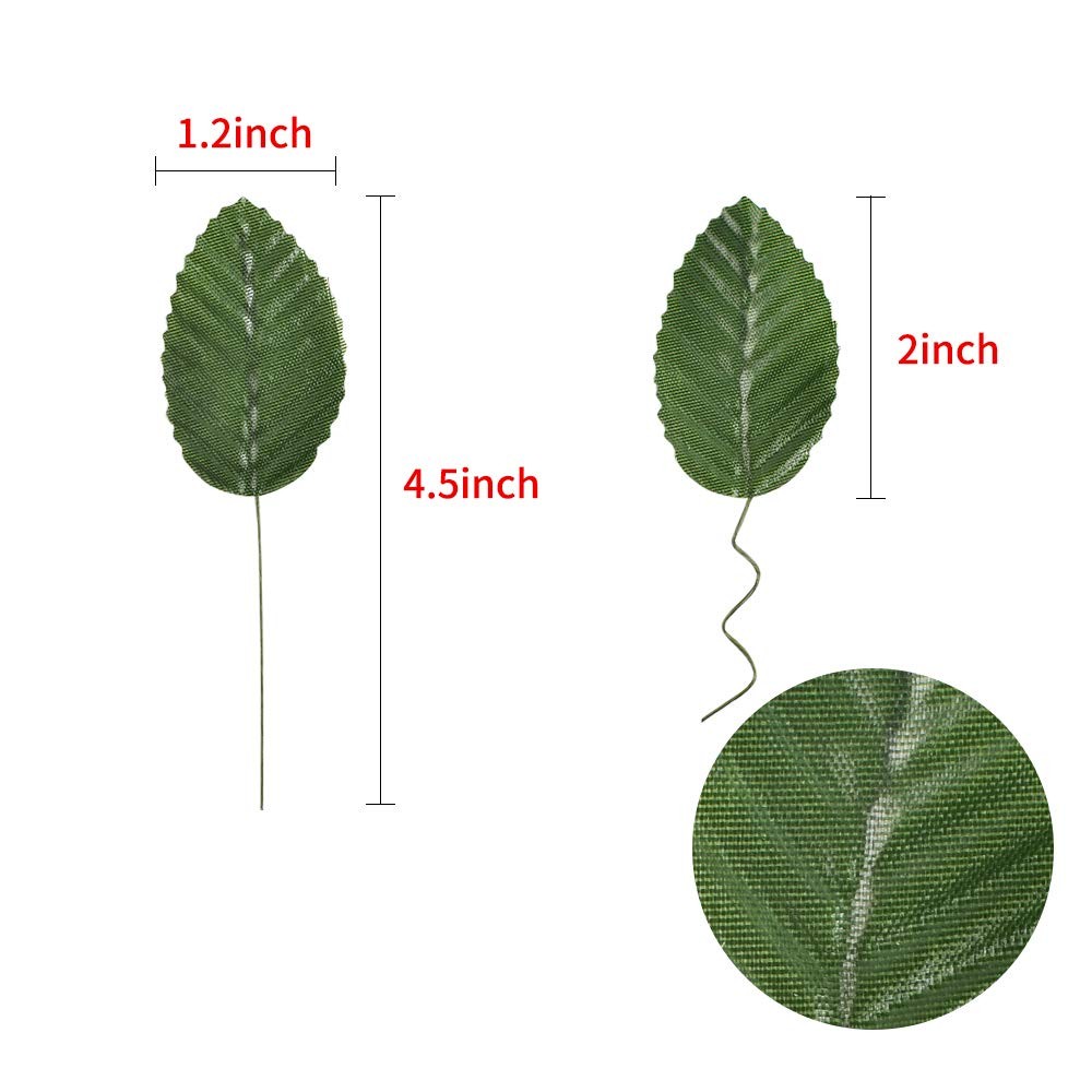 Artificial Silk Green Leaves, Fake Faux Wired Single Leaf for Crafts Scrapboo…