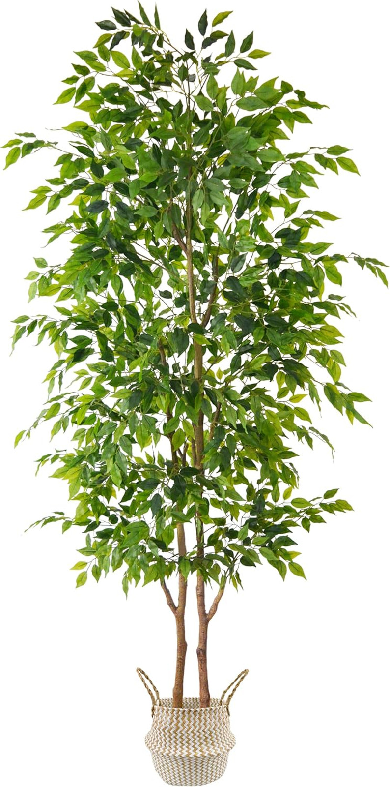 8Ft Realistic Ficus Tree with Basket – Indoor/Outdoor Faux Plant Décor