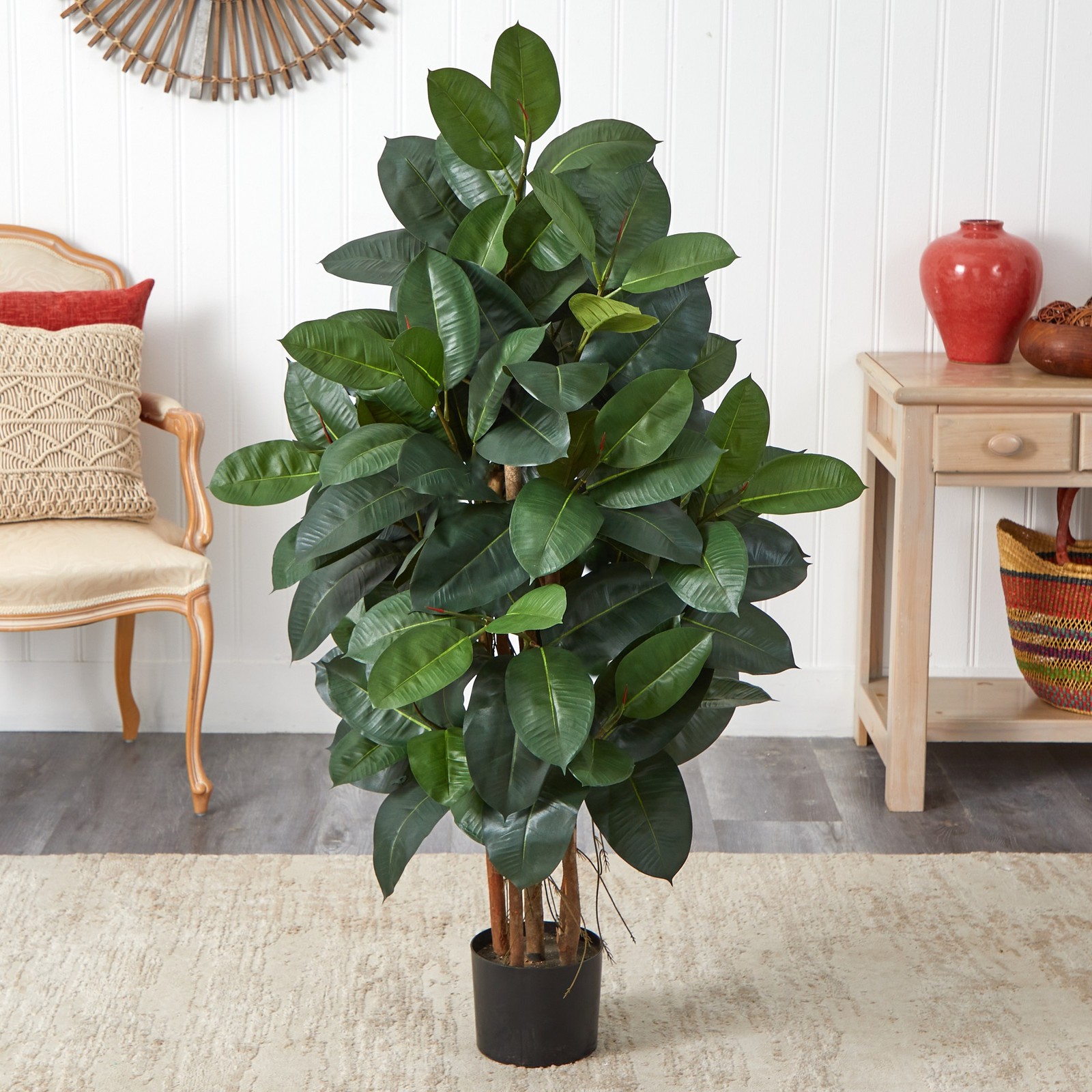 Nearly Natural 4ft Oak Ficus Artificial Tree in Green