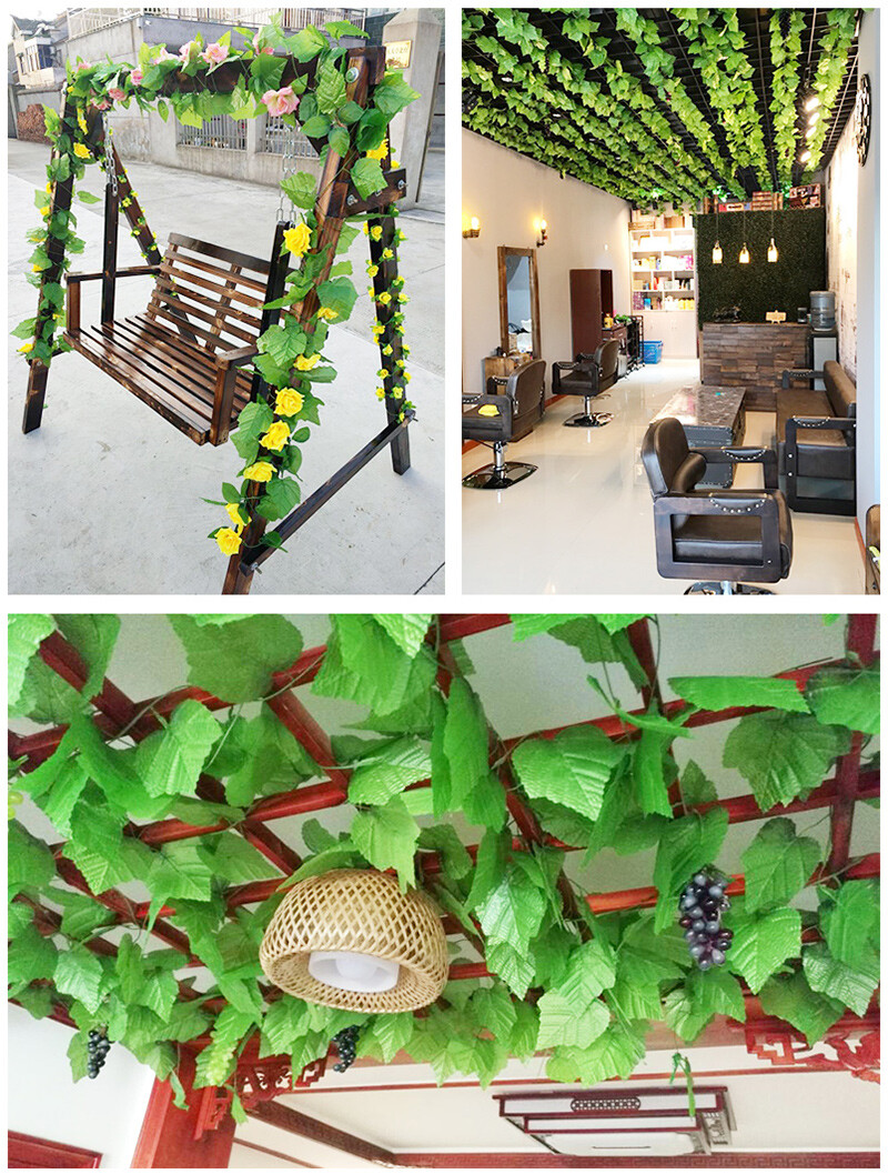 2.3m green silk artificial fake Hanging garland ivy leaf plants vine home decor
