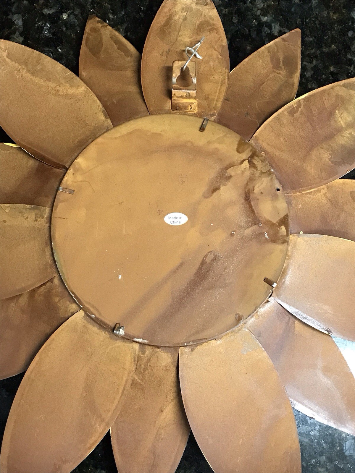 Sunflower Metal Garden Decor Outdoor Indoor Wall Art Bell Center 13.5″ Rare