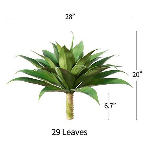 Artificial Agave Plant 28 Inch UV Resistant Faux Succulent Indoor Outdoor Home