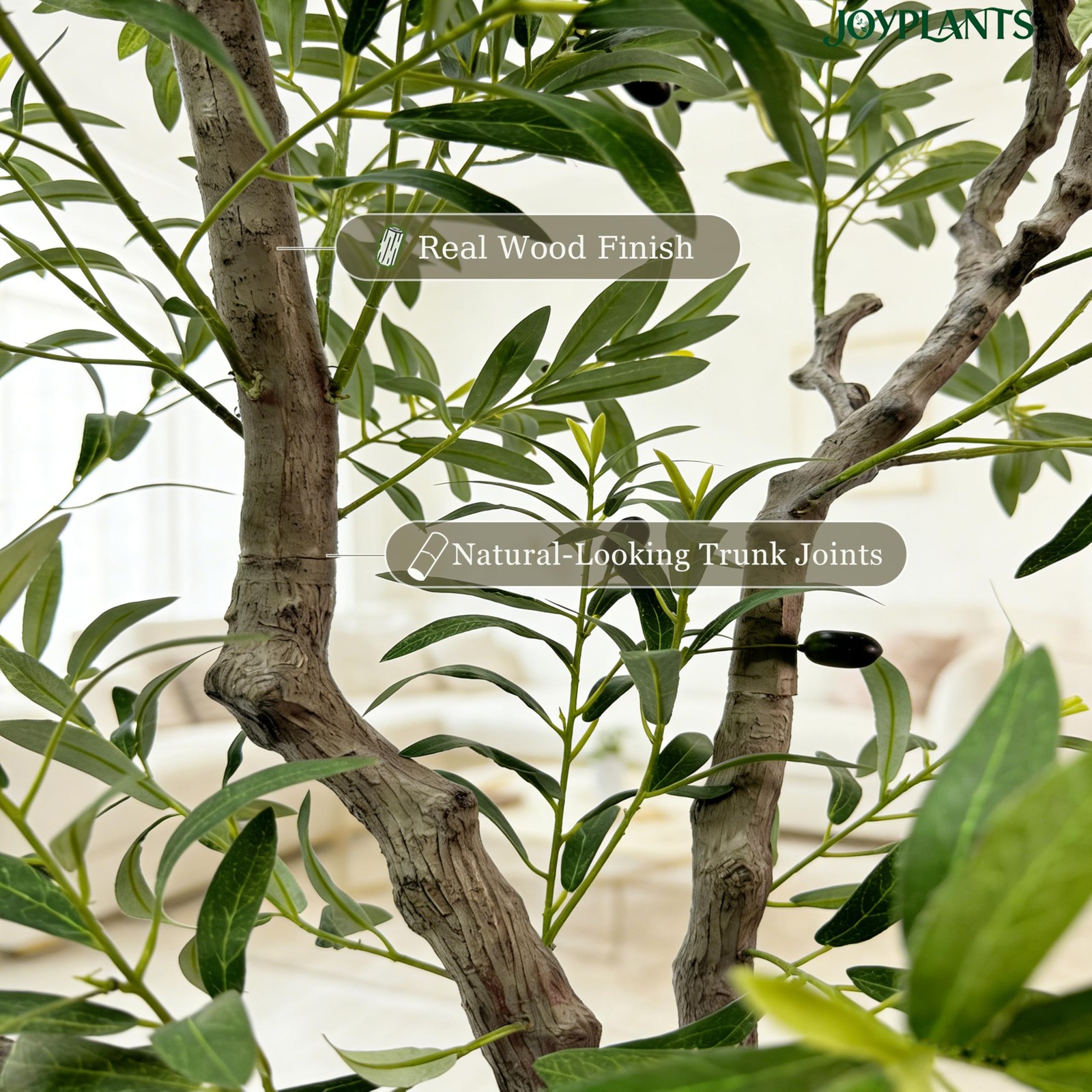 6FT Tall Artificial Olive Tree, Medium Faux Olive Tree Black Pot