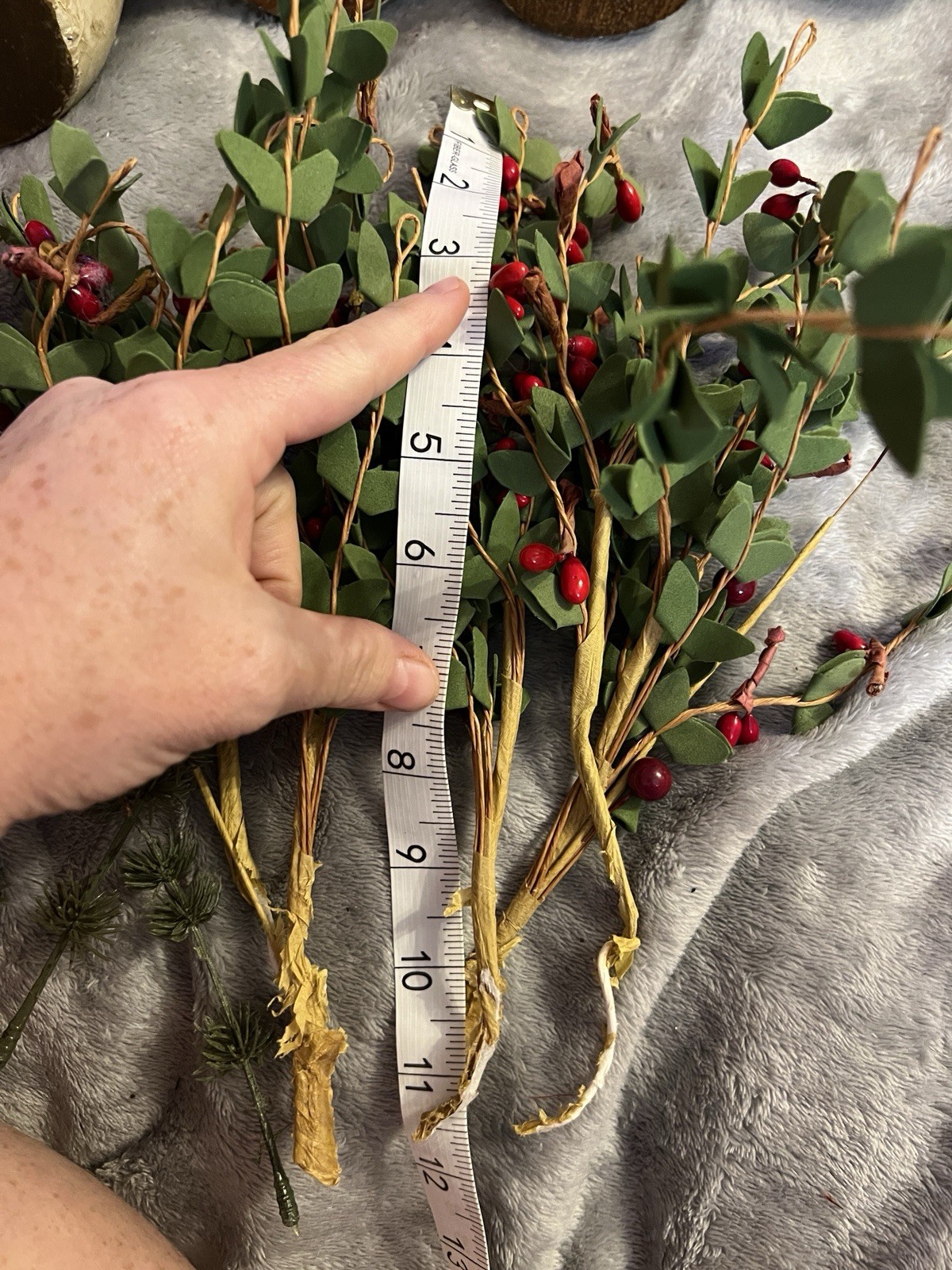 Christmas Floral Pick & Candle Ring Lot Rustic Berry Pinecone Greenery DIY