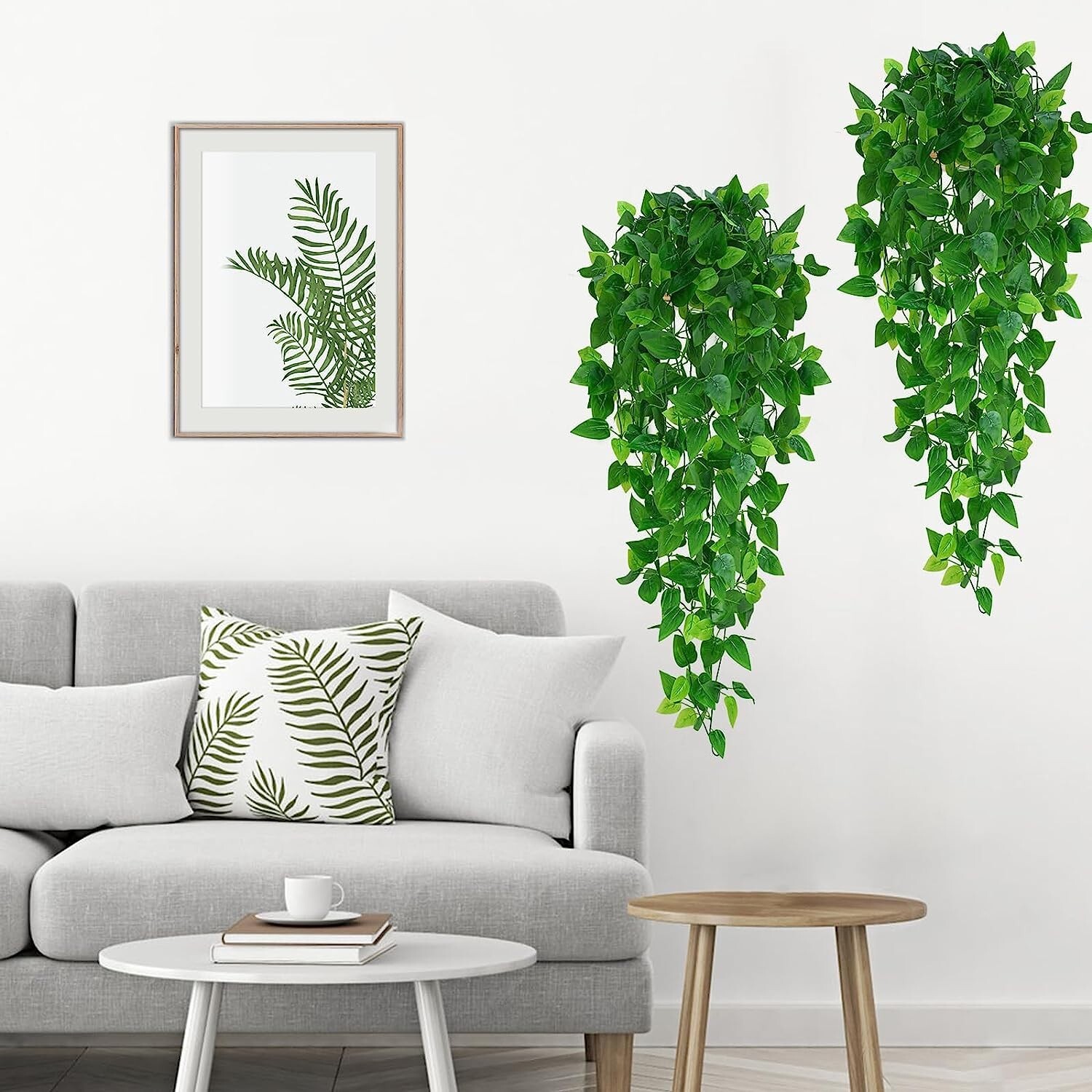 2 plantas colgantes artificiales de hiedra falsa para decoración de pared hogar