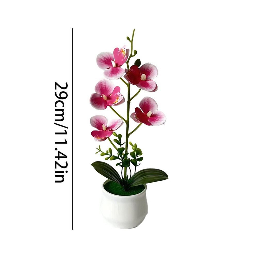 Artificial Orchid Potted Plant 5 Pack White Orange Pink Purple for Home Decor